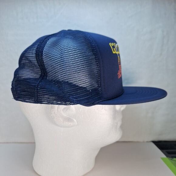 Hooked On Fishing Vintage Trucker Hat - Snapback Mesh - Funny - Navy Blue - Picture 5 of 8